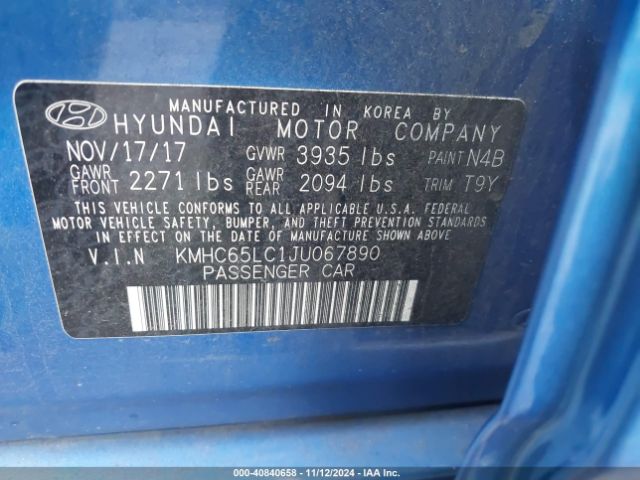 Photo 8 VIN: KMHC65LC1JU067890 - HYUNDAI IONIQ 