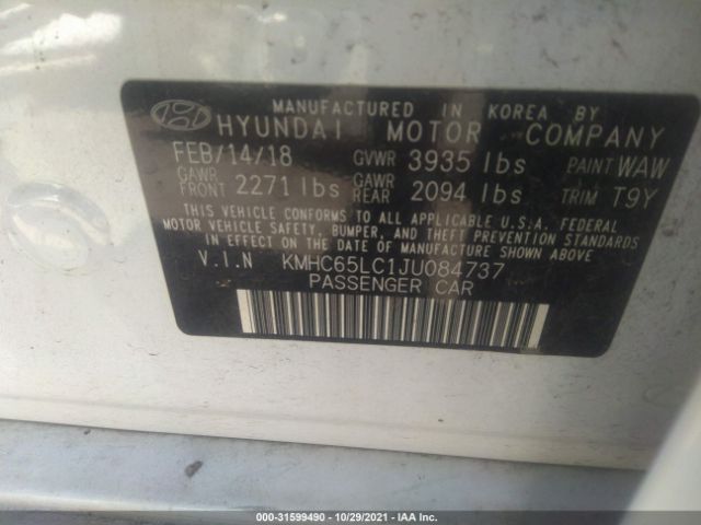 Photo 8 VIN: KMHC65LC1JU084737 - HYUNDAI IONIQ HYBRID 