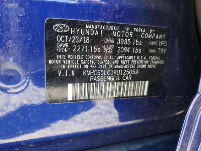 Photo 9 VIN: KMHC65LC1KU125059 - HYUNDAI IONIQ BLUE 