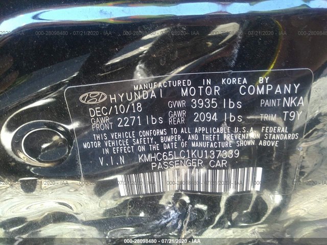 Photo 8 VIN: KMHC65LC1KU137339 - HYUNDAI IONIQ HYBRID 