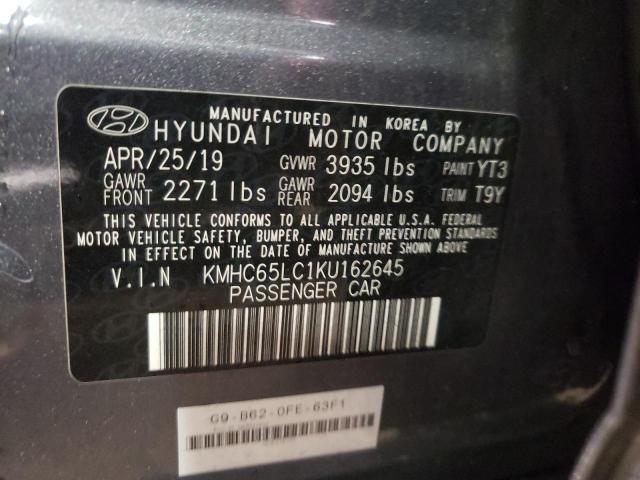 Photo 12 VIN: KMHC65LC1KU162645 - HYUNDAI IONIQ BLUE 