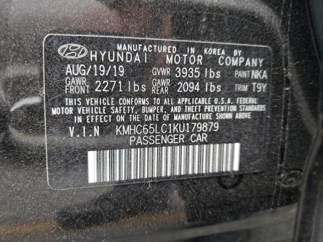 Photo 9 VIN: KMHC65LC1KU179879 - HYUNDAI IONIQ BLUE 