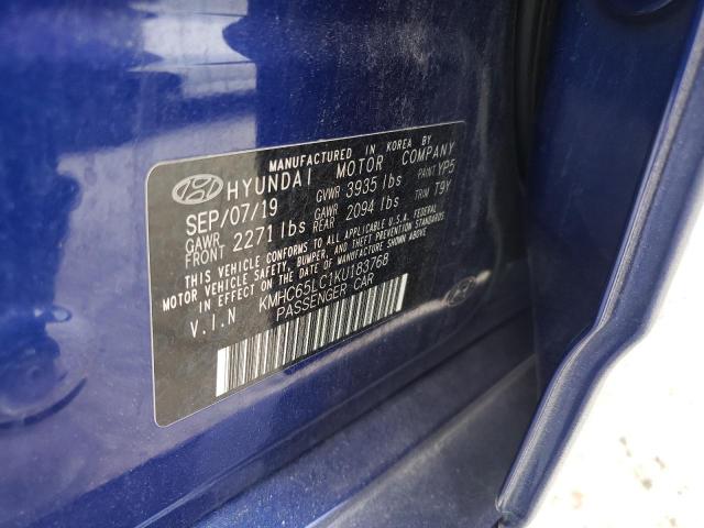 Photo 9 VIN: KMHC65LC1KU183768 - HYUNDAI IONIQ BLUE 