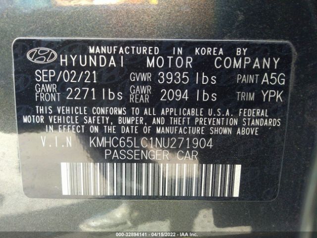 Photo 8 VIN: KMHC65LC1NU271904 - HYUNDAI IONIQ HYBRID 