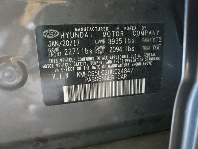 Photo 9 VIN: KMHC65LC2HU024847 - HYUNDAI IONIQ BLUE 