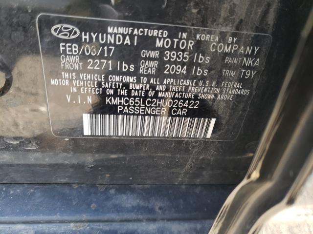 Photo 9 VIN: KMHC65LC2HU026422 - HYUNDAI IONIQ BLUE 