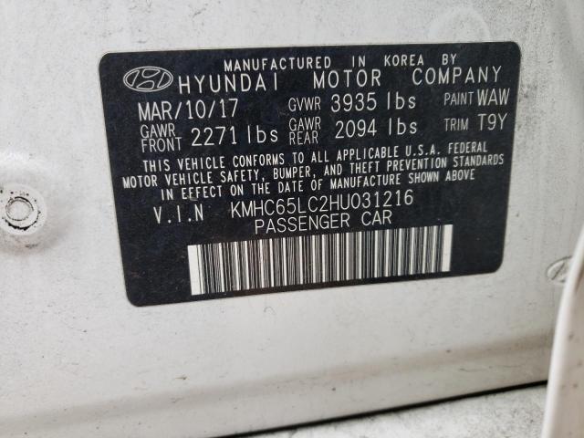 Photo 9 VIN: KMHC65LC2HU031216 - HYUNDAI IONIQ BLUE 