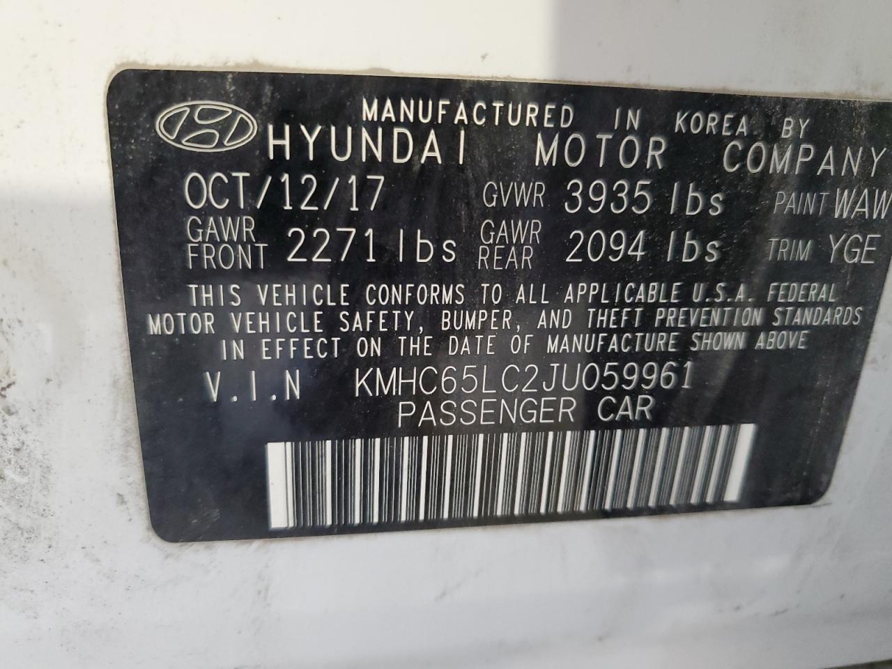 Photo 11 VIN: KMHC65LC2JU059961 - HYUNDAI IONIQ 