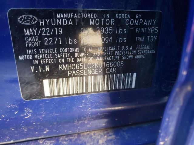 Photo 11 VIN: KMHC65LC2KU166008 - HYUNDAI IONIQ BLUE 