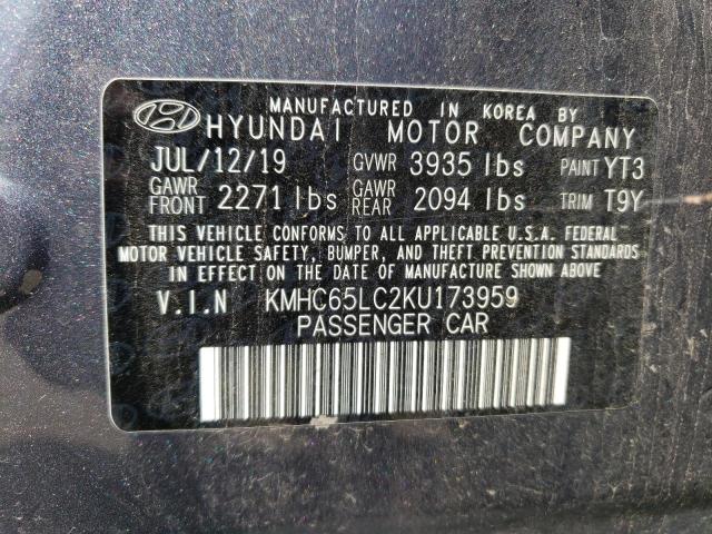 Photo 11 VIN: KMHC65LC2KU173959 - HYUNDAI IONIQ BLUE 