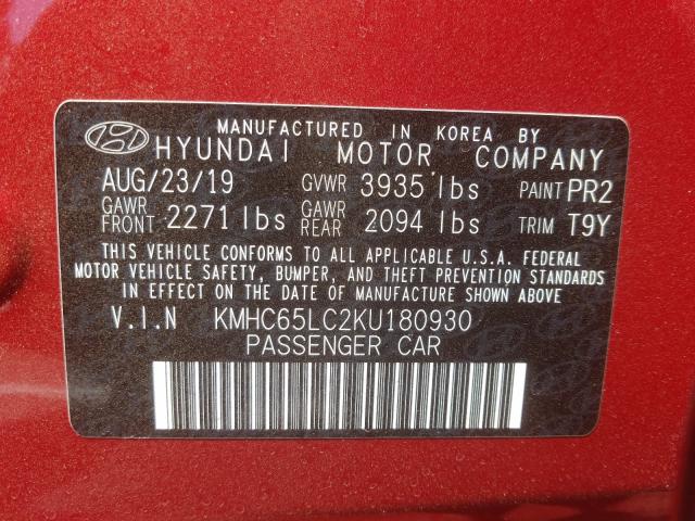 Photo 9 VIN: KMHC65LC2KU180930 - HYUNDAI IONIQ BLUE 