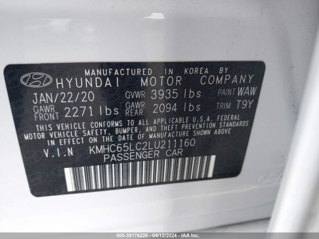 Photo 8 VIN: KMHC65LC2LU211160 - HYUNDAI IONIQ HYBRID 