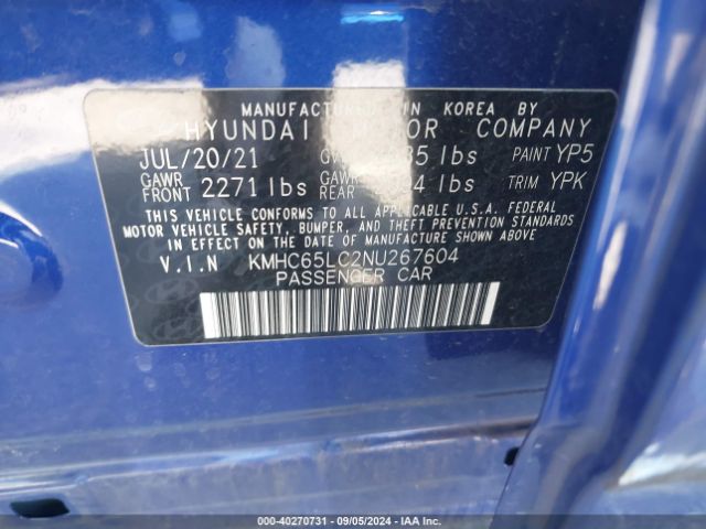 Photo 8 VIN: KMHC65LC2NU267604 - HYUNDAI IONIQ 