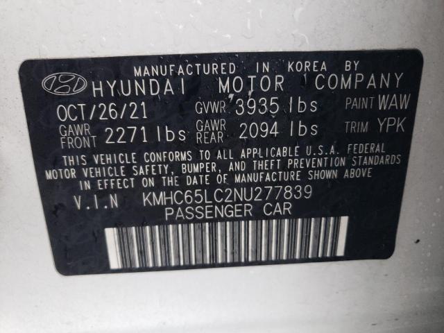 Photo 11 VIN: KMHC65LC2NU277839 - HYUNDAI IONIQ 