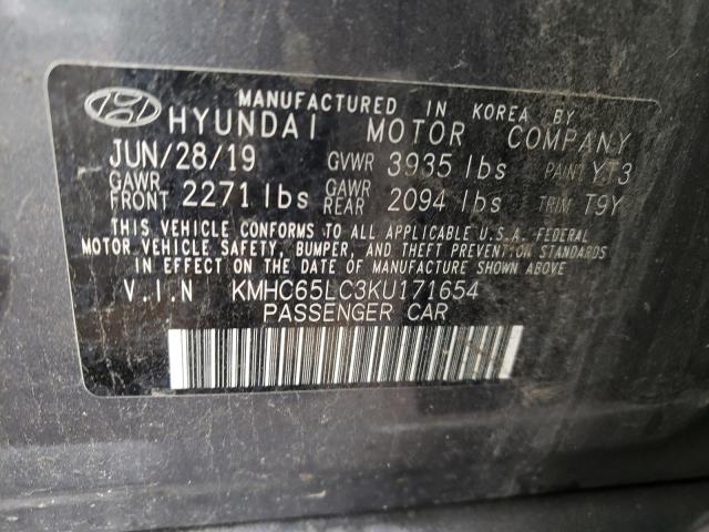 Photo 9 VIN: KMHC65LC3KU171654 - HYUNDAI IONIQ BLUE 