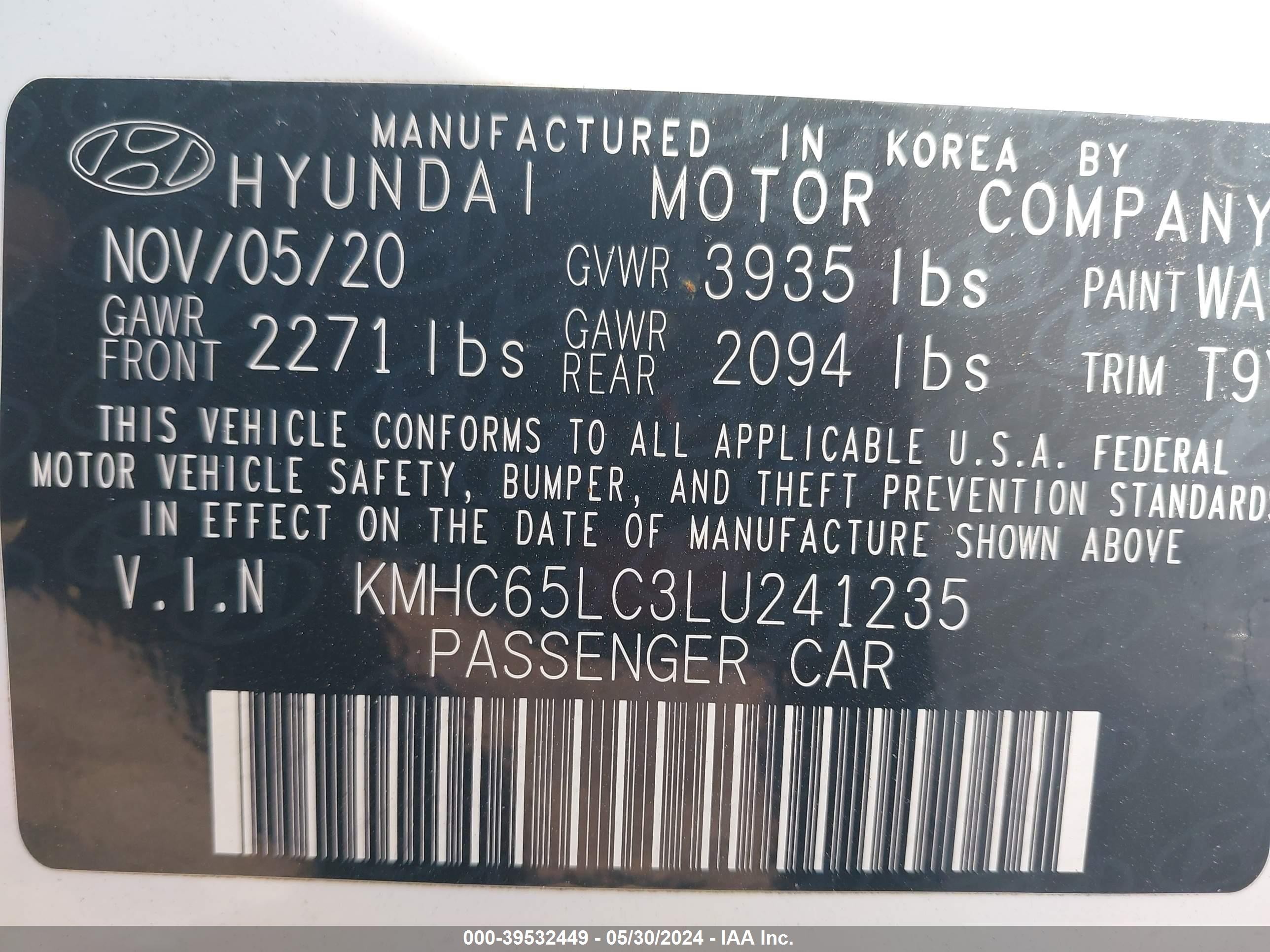 Photo 8 VIN: KMHC65LC3LU241235 - HYUNDAI IONIQ 