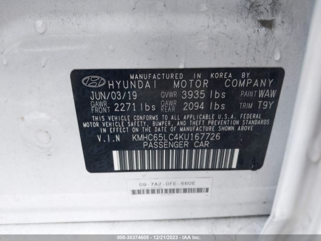 Photo 8 VIN: KMHC65LC4KU167726 - HYUNDAI IONIQ HYBRID 