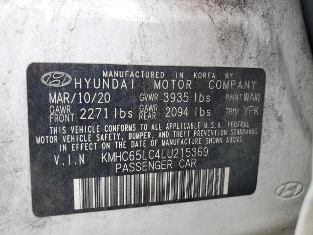 Photo 11 VIN: KMHC65LC4LU215369 - HYUNDAI IONIQ BLUE 