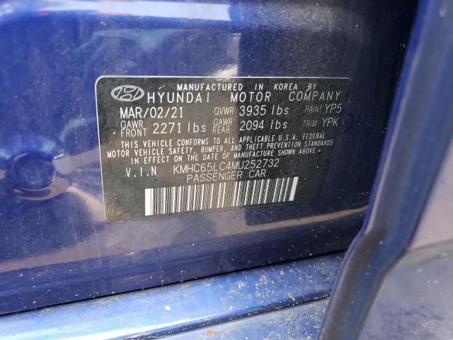 Photo 11 VIN: KMHC65LC4MU252732 - HYUNDAI IONIQ BLUE 