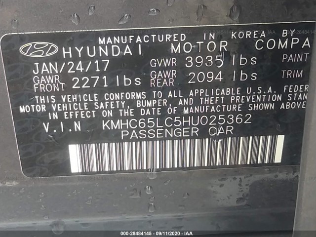 Photo 8 VIN: KMHC65LC5HU025362 - HYUNDAI IONIQ HYBRID 