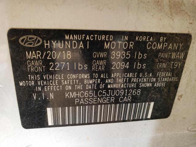 Photo 9 VIN: KMHC65LC5JU091268 - HYUNDAI IONIQ BLUE 