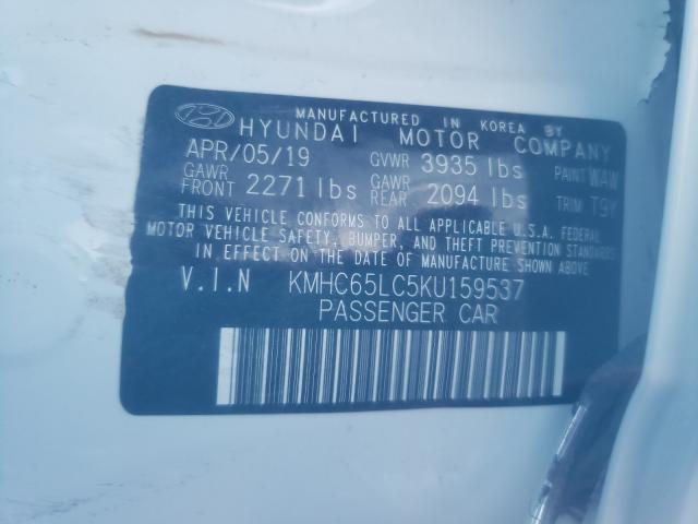 Photo 9 VIN: KMHC65LC5KU159537 - HYUNDAI IONIQ BLUE 