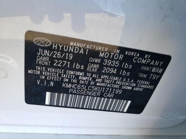 Photo 9 VIN: KMHC65LC5KU171199 - HYUNDAI IONIQ BLUE 