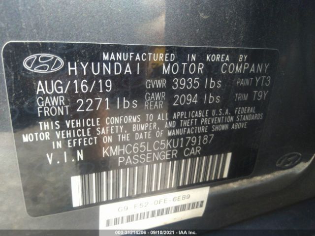 Photo 8 VIN: KMHC65LC5KU179187 - HYUNDAI IONIQ HYBRID 