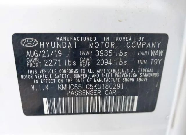 Photo 8 VIN: KMHC65LC5KU180291 - HYUNDAI IONIQ HYBRID 