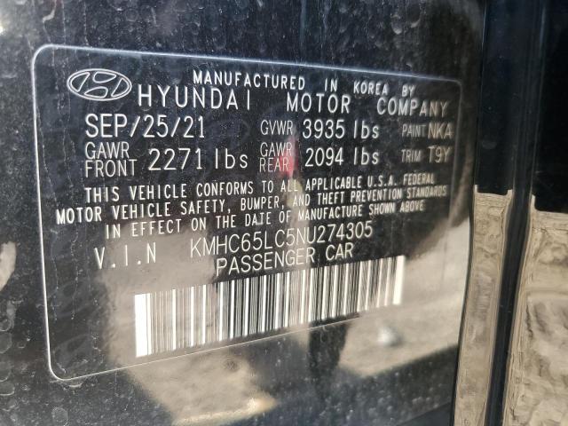 Photo 12 VIN: KMHC65LC5NU274305 - HYUNDAI IONIQ BLUE 