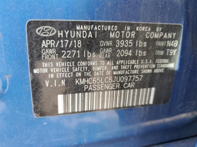 Photo 11 VIN: KMHC65LC6JU097757 - HYUNDAI IONIQ BLUE 