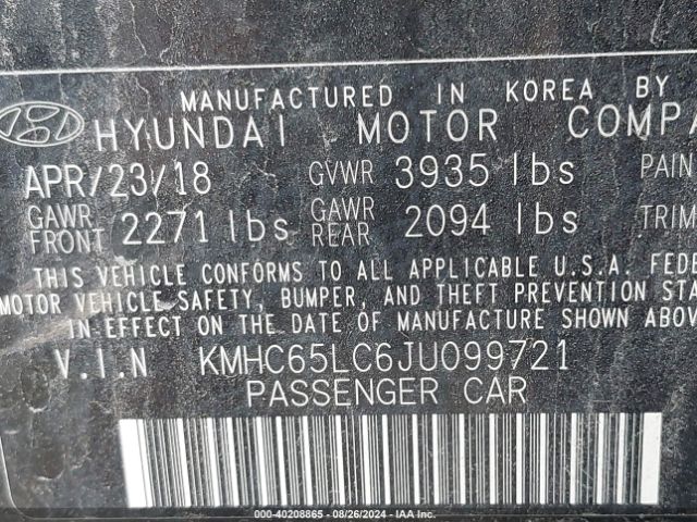 Photo 8 VIN: KMHC65LC6JU099721 - HYUNDAI IONIQ 