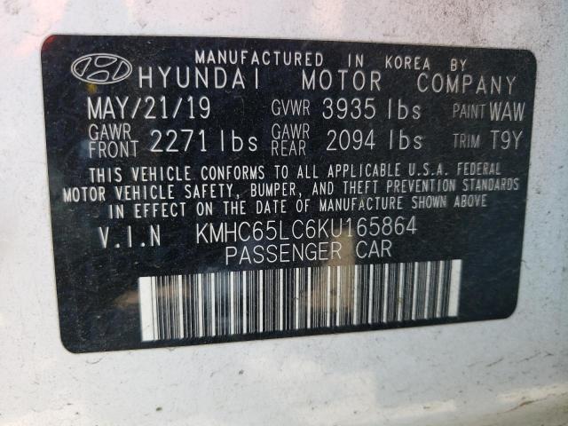 Photo 9 VIN: KMHC65LC6KU165864 - HYUNDAI IONIQ BLUE 