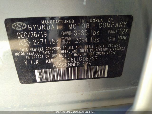 Photo 8 VIN: KMHC65LC6LU206737 - HYUNDAI IONIQ HYBRID 