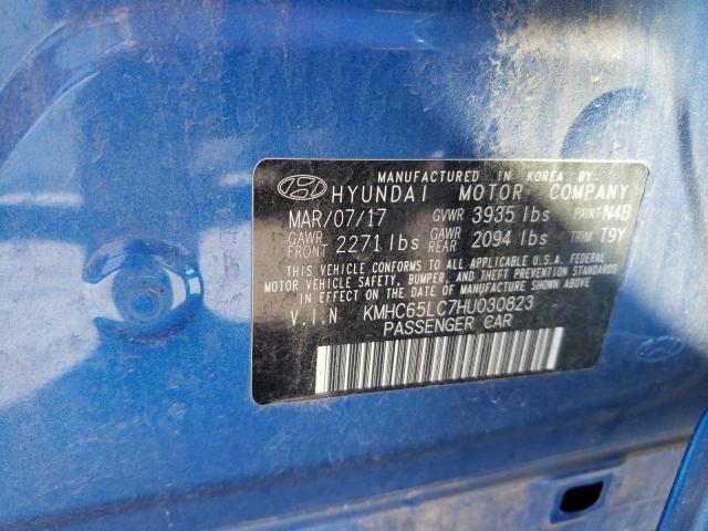 Photo 9 VIN: KMHC65LC7HU030823 - HYUNDAI IONIQ BLUE 