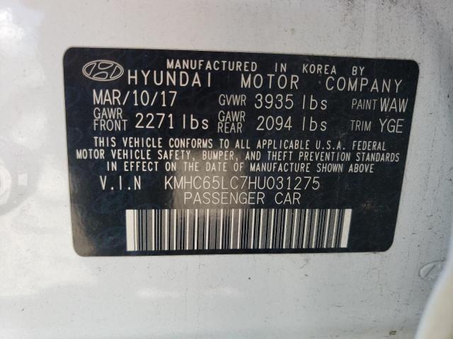 Photo 12 VIN: KMHC65LC7HU031275 - HYUNDAI IONIQ BLUE 