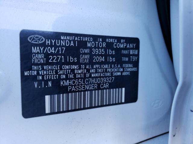 Photo 9 VIN: KMHC65LC7HU039327 - HYUNDAI IONIQ BLUE 