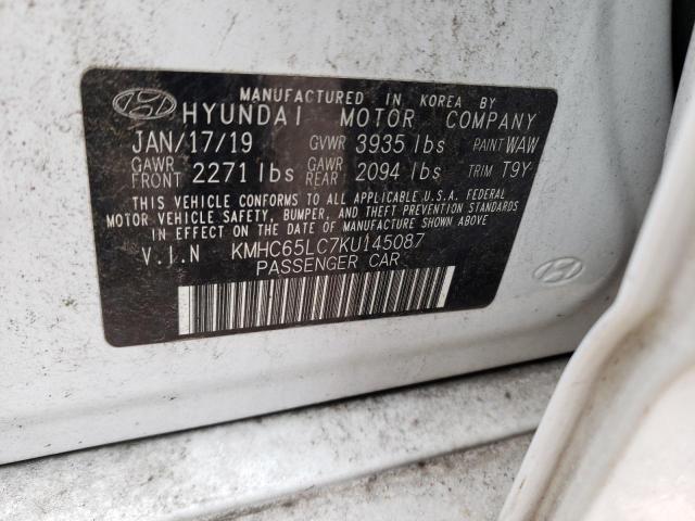 Photo 11 VIN: KMHC65LC7KU145087 - HYUNDAI IONIQ BLUE 