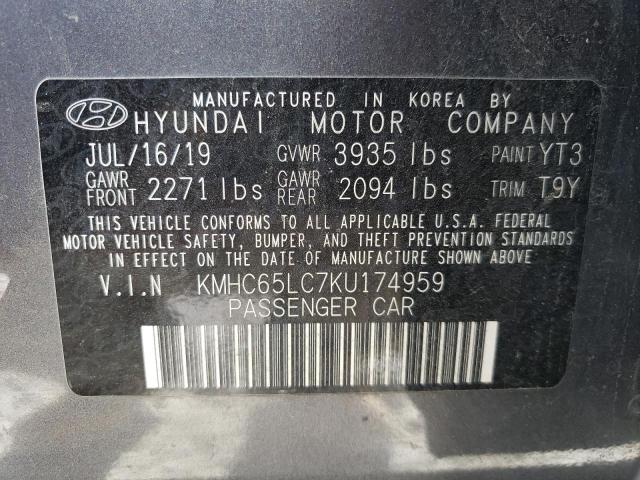 Photo 9 VIN: KMHC65LC7KU174959 - HYUNDAI IONIQ BLUE 