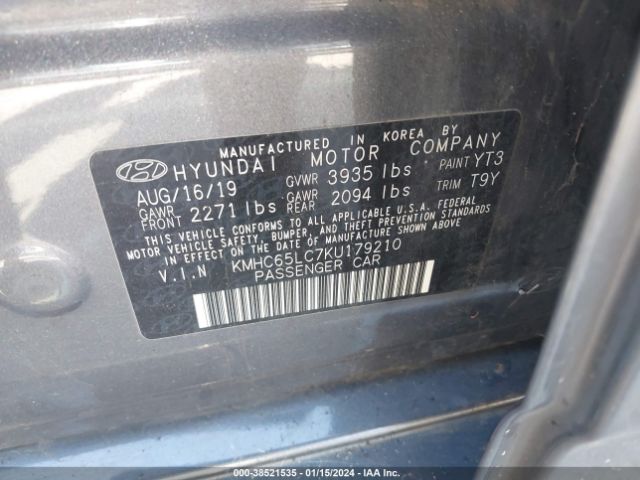 Photo 8 VIN: KMHC65LC7KU179210 - HYUNDAI IONIQ HYBRID 