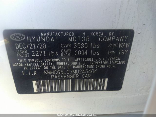 Photo 8 VIN: KMHC65LC7MU245404 - HYUNDAI IONIQ HYBRID 