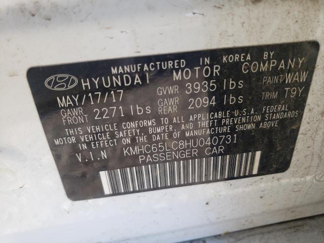 Photo 9 VIN: KMHC65LC8HU040731 - HYUNDAI IONIQ BLUE 