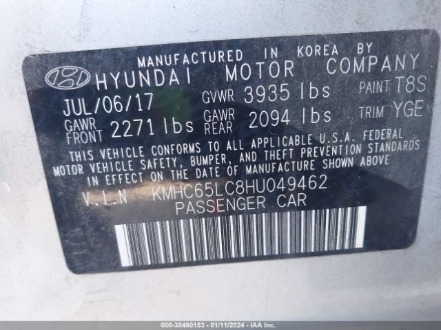 Photo 8 VIN: KMHC65LC8HU049462 - HYUNDAI IONIQ HYBRID 