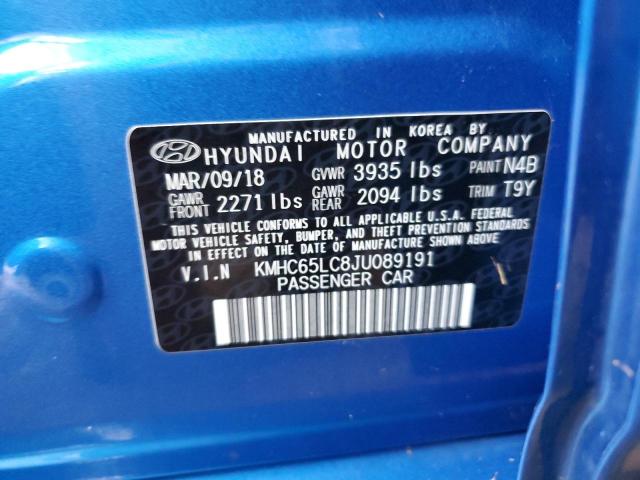 Photo 11 VIN: KMHC65LC8JU089191 - HYUNDAI IONIQ BLUE 