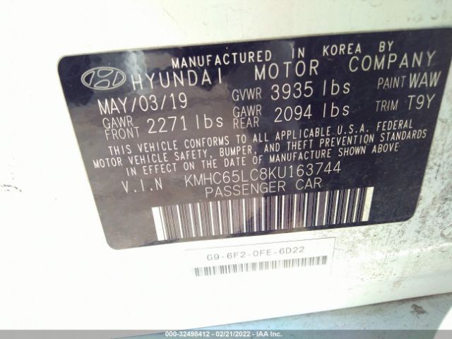 Photo 8 VIN: KMHC65LC8KU163744 - HYUNDAI IONIQ HYBRID 