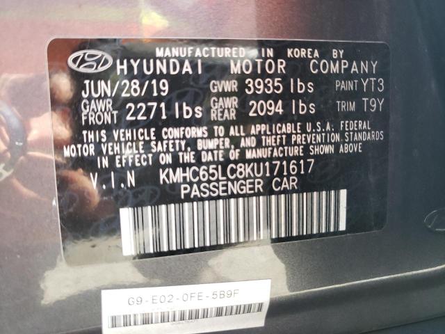 Photo 9 VIN: KMHC65LC8KU171617 - HYUNDAI IONIQ BLUE 