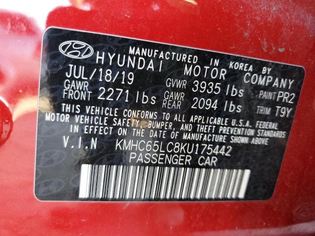 Photo 11 VIN: KMHC65LC8KU175442 - HYUNDAI IONIQ BLUE 