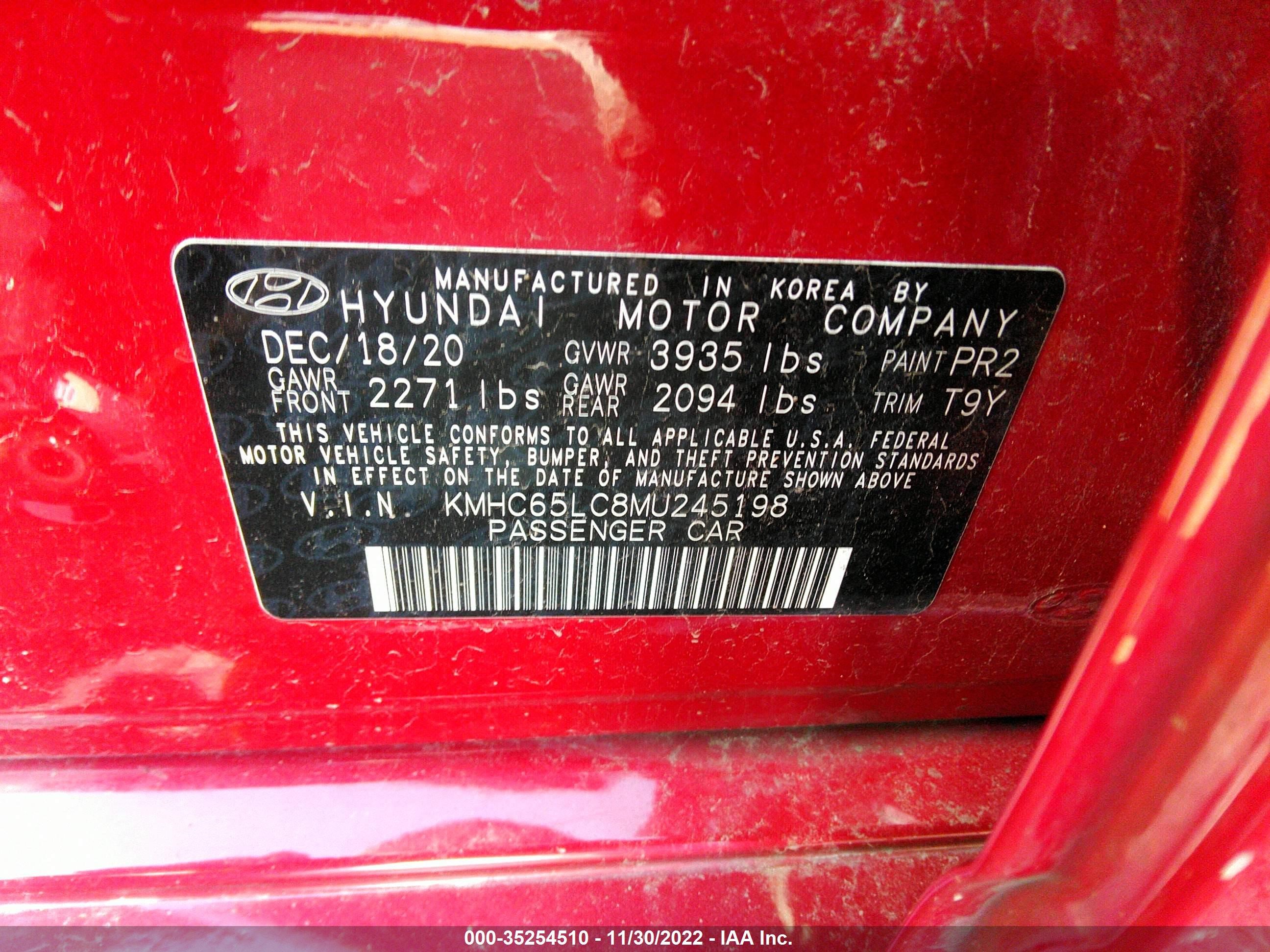 Photo 8 VIN: KMHC65LC8MU245198 - HYUNDAI IONIQ 