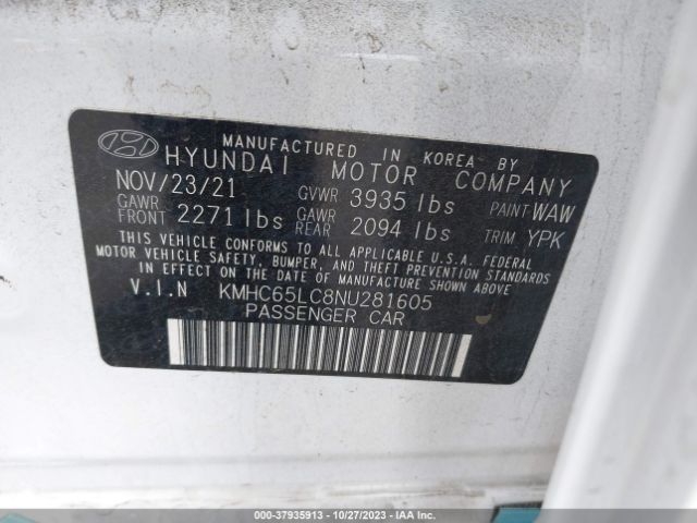 Photo 8 VIN: KMHC65LC8NU281605 - HYUNDAI IONIQ HYBRID 