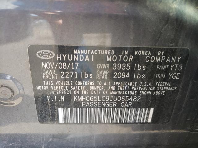 Photo 9 VIN: KMHC65LC9JU065482 - HYUNDAI IONIQ BLUE 